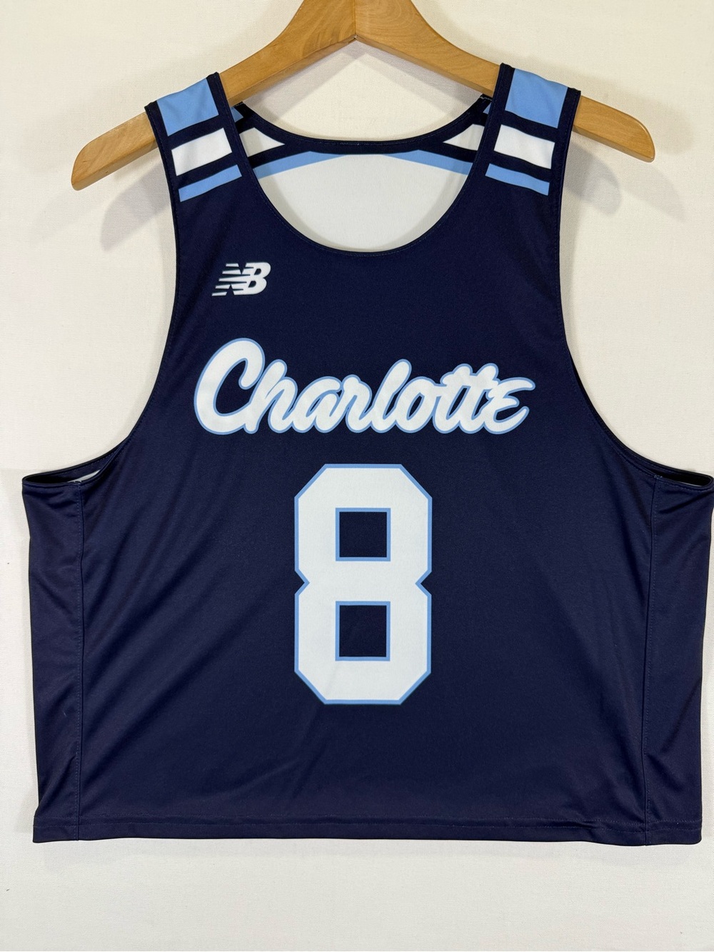New Balance Men’s Navy Blue and White Charlotte Number Rash Guard